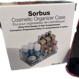 SORBUS COSMETIC CASE‎ ORGANIZER DAISY PRINT DESIGN 9 SLOT COMPARTMENTS MA…